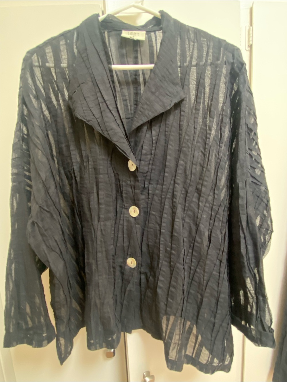 Lightweight Black Button-Front Women's Top